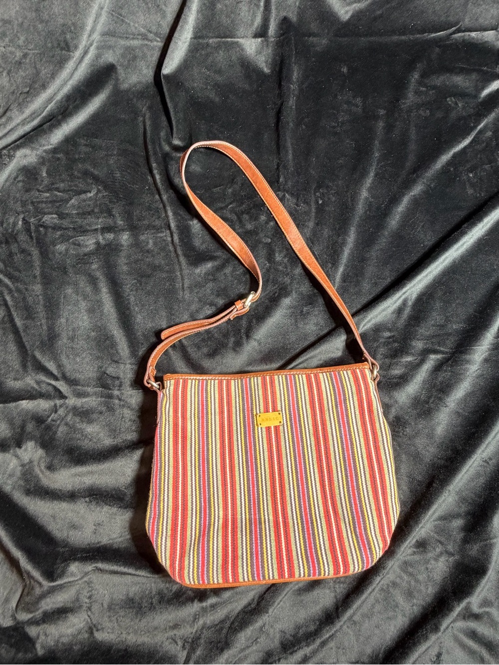 Relic Striped Crossbody Bag with Tan Trim